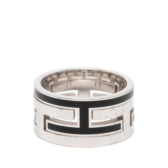 Hermès Move Ash Ring #51 Silver Black SV925 Men's HERMES